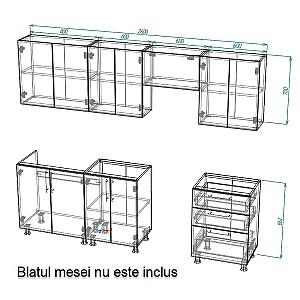 Set mobila bucatarie Smartex K2 260 cm Alb / Cașmir