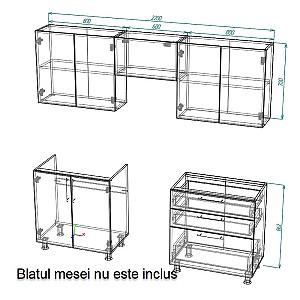 Set mobila bucatarie Smartex K2 220 cm Cașmir