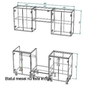 Set mobila bucatarie Smartex K3 180 cm Alb / Cașmir