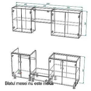 Set mobila bucatarie Smartex K3 200 cm Alb / Ivory