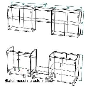Set mobila bucatarie Smartex K3 220 cm Cașmir
