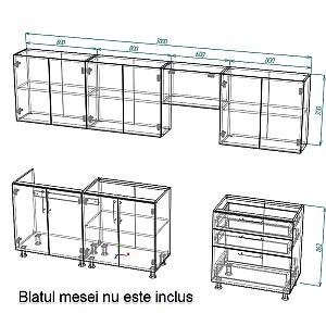 Set mobila bucatarie Smartex K2 300 cm Cașmir