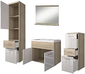 Set de mobila de baie Bratex Alba Stejar Wotan (Maro)/Alb