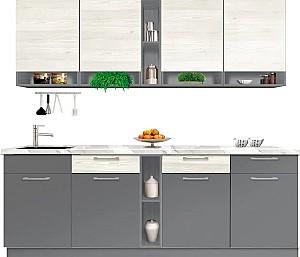 Set mobila bucatarie Modern Monro 2.6m Gri ardezie/Stejar artizanal alb