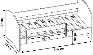 Pat copii Acma Meble Acma II 80x160 bariera/saltea 7cm White/Gray