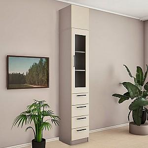 Dulap cu vitrina PS PT-40 (4 sert.) + Antresol Toffi / Bej