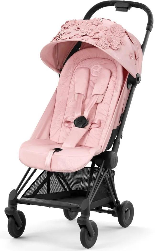 Carucior de plimbare Cybex Coya Matt Black Simply Flowers Pink