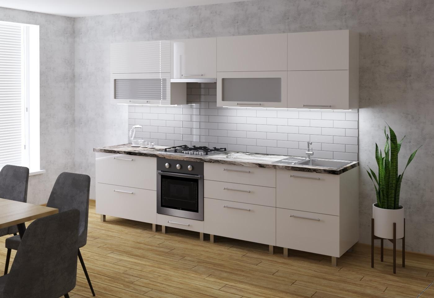Set mobila bucatarie PS Garis (High Gloss) 2.8 m Bianco