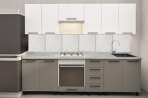 Set mobila bucatarie PS Iulia (Trendy Panel) 2.6 m White(Alb)/New Grey(Gri-Maroniu)