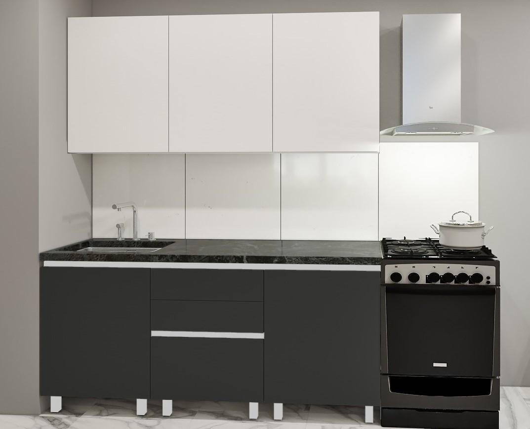 Set mobila bucatarie PS Gola-0 (Trendy Panel) 1.8 m White(Alb)/Storm Grey(Gri)