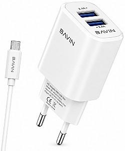 Incarcator telefon BAVIN PC913Y + Cable Micro-USB White