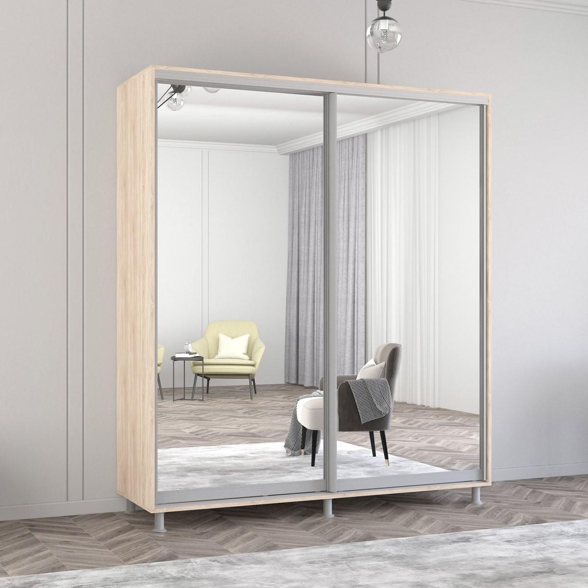 Dulap-cupe Mobildor Lux Aron 210 (2 oglinzi) Stejar Sonoma