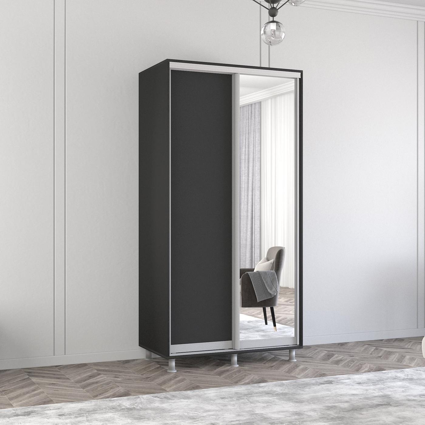 Dulap-cupe Mobildor Lux Aron 100 (1 oglinda, 1 PAL) Antracit