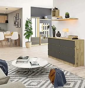 Comoda Akord K140 6SZ Artisan Oak/Graphite Gray