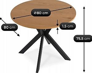 Masa Mebel Elite Lauren 80 Stejar auriu (Bej)/Negru