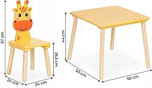 Masă de scris pentru copii Ecotoys 6162 Yellow/Natural