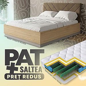 Pat Yasen Arizona 160x200 Stejar Cremona Torro / Cașmir + Saltea Salt Confort Clasic 160x200