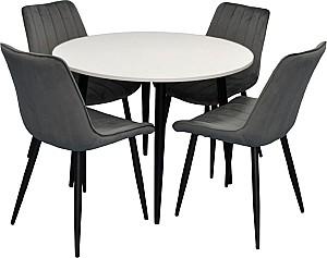 Set de masa si scaune Evelin DT 402-3B + 4 scaune YTC-055 B / BLUVEL-14 (Dark Grey)