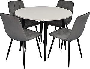 Set de masa si scaune Evelin DT 402-3B + 4 scaune YTC-080 B / BLUVEL-14 (Dark Grey)