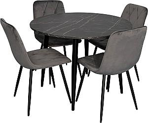 Set de masa si scaune Evelin DT 402-6B + 4 scaune YTC-080B BLUVEL-14 (Dark Grey)