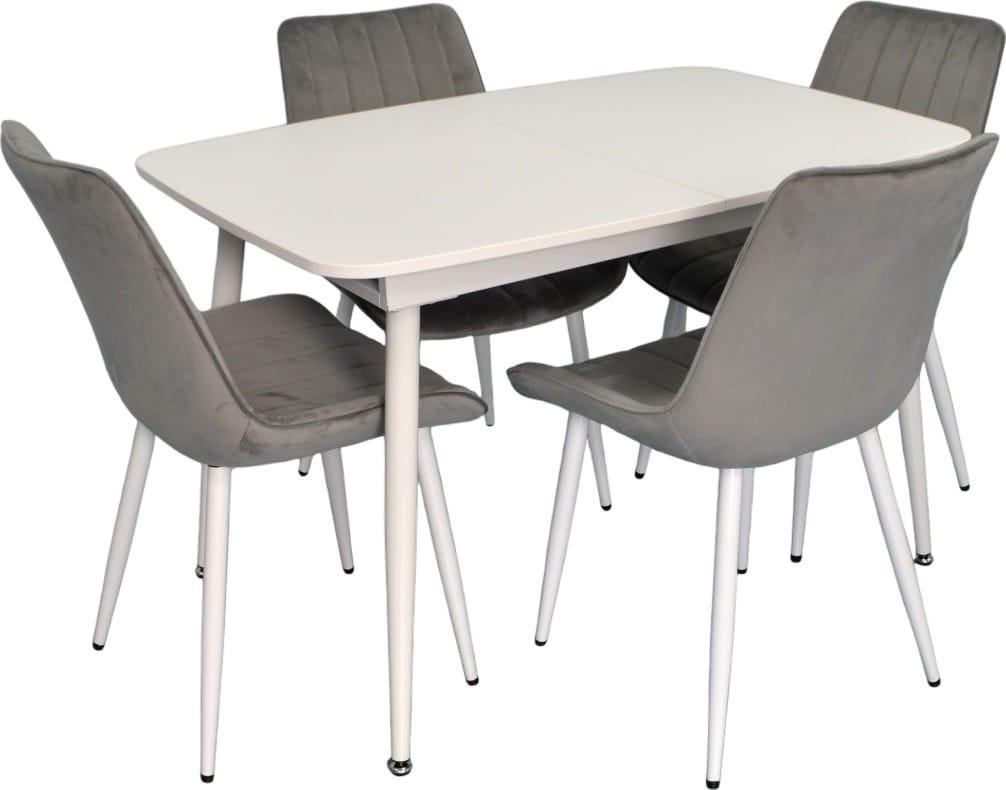 Set de masa si scaune Evelin DT 532R Wh + 4 scaune YTC-055 Wh / BLU-13 (Light Grey)