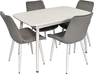 Set de masa si scaune Evelin DT 532R Wh + 4 scaune YTC-055 Wh / BLU-13 (Light Grey)