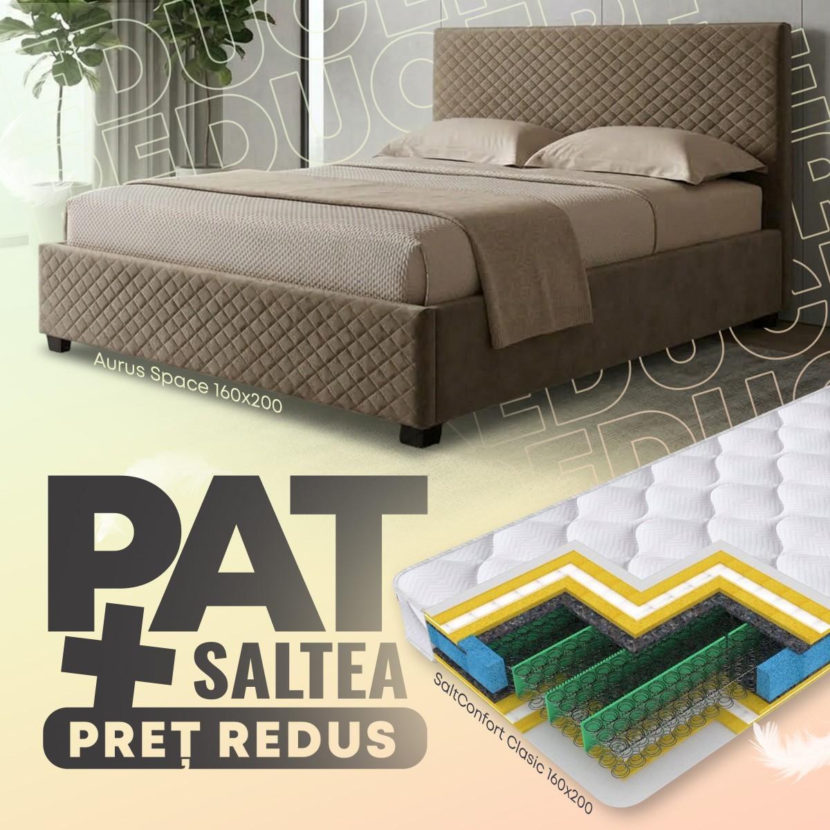 Pat Aurus Space 160x200 Maro + Saltea Salt Confort Clasic 160x200
