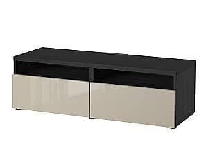 Tumba pentru televizor IKEA Besta black brown/Selsviken glossy beige 120x42x39 cm