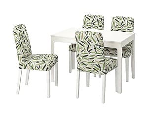 Set de masa si scaune IKEA Ekedalen/Bergmund White/Fågelfors multicolored 120/180 cm