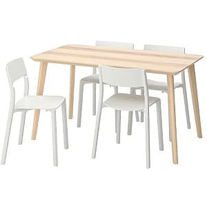Set de masa si scaune IKEA Lisabo / Janinge Ash-Veneer/White
