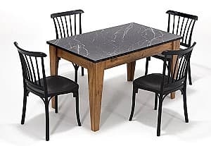 Set de masa si scaune Modalife Avrupa (4 scaune Violet) Black