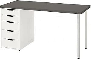 Masa de birou IKEA Lagkapten/Alex 140x60 Gri Inchis/Alb