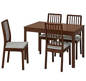 Set de masa si scaune IKEA Ekedalen / Ekedalen brown Orrsta gray (4 scaune )