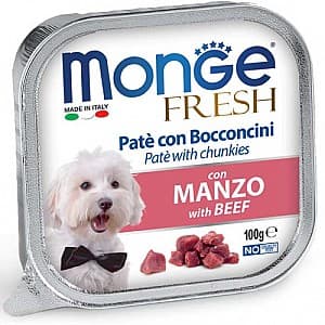 Hrană umedă pentru câini Monge FRESH Pate and chunkies with beef 100gr