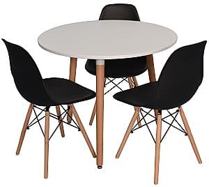 Set de masa si scaune Evelin DT 404-1 + 3 scaune LC-021 Black