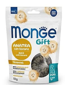 Snackuri pentru câini Monge GIFT SUPER M TRAINING Duck/Banana 150gr