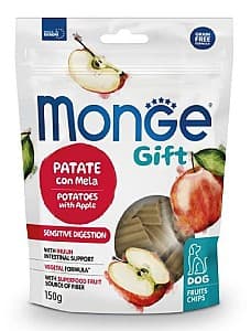 Snackuri pentru câini Monge GIFT FRUITCHIPS SENSITIVE Potatoes/Apple 150gr