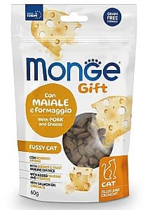 Нrană uscată pentru pisici Monge GIFT FILLED FUSSY Pork/Cheese 60gr