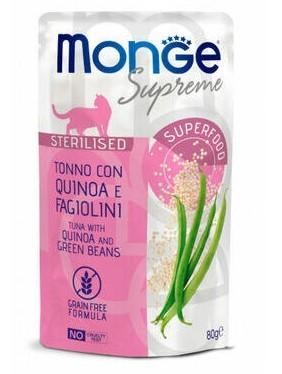 Hrana umeda pentru pisici Monge SUPREME STERILISED Tuna/Quinoa/Green Beans 80gr.