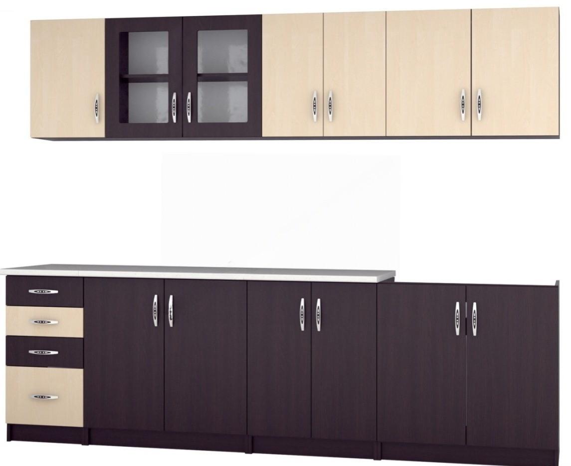Set mobila bucatarie Marcel Venus 2.6m E Wenge (Maro)/Mesteacăn (Bej)