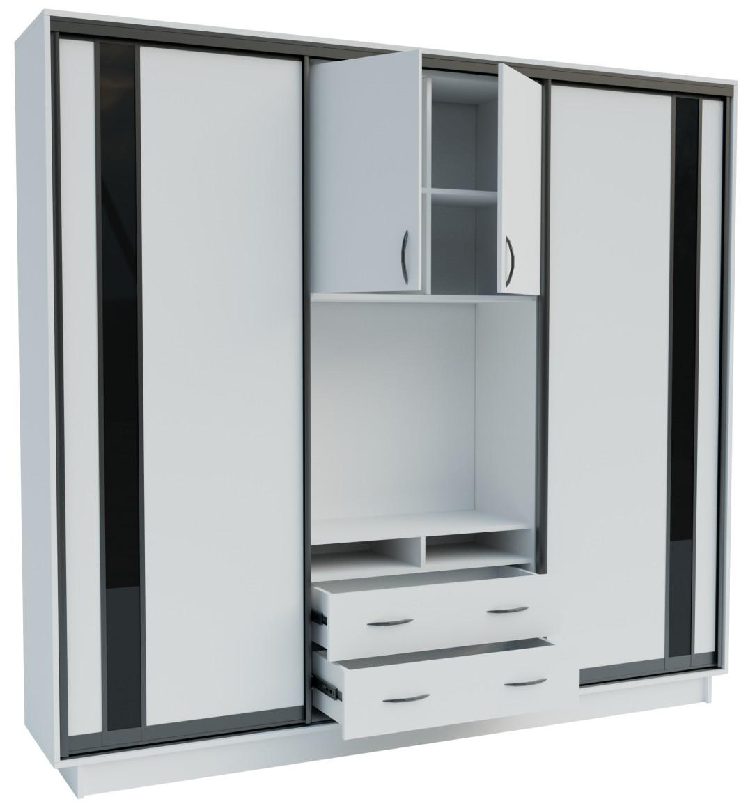 Стенка Confort-NV Универсал 240x45x220 (2 ДСП (ГС лакобель)) Нимфея Альба