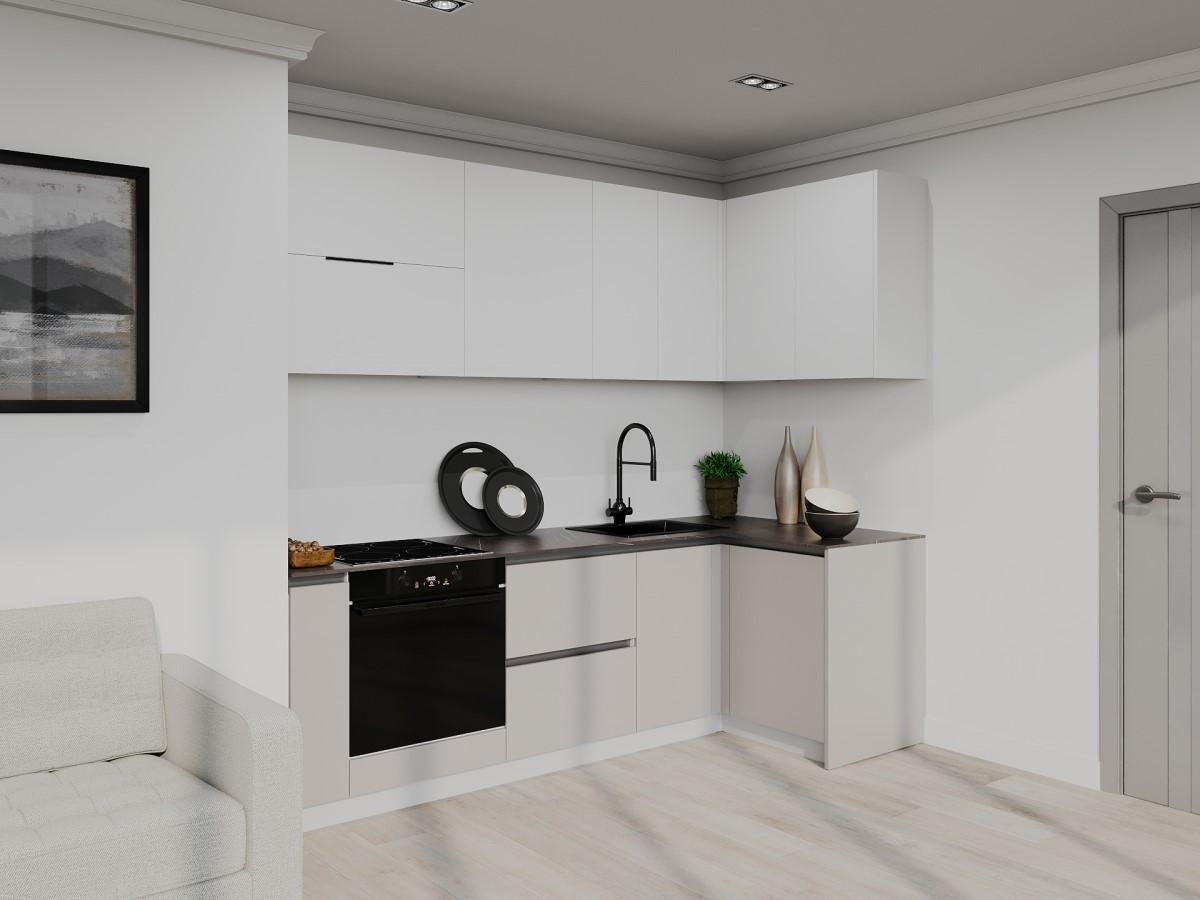 Кухонный гарнитур Bayro Monti Cucine 2.4x1.2 м White Mat / Trend Grey