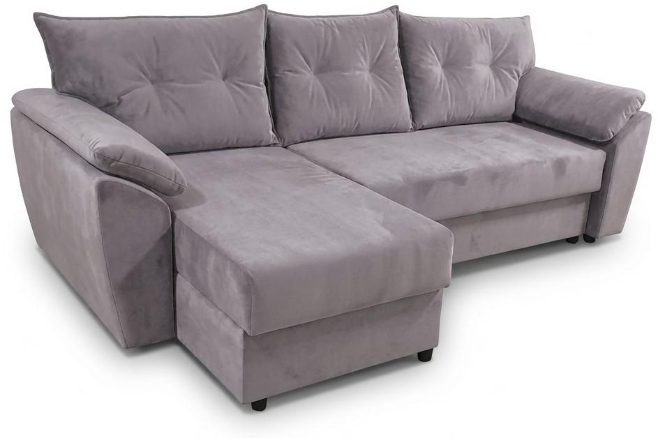Угловой диван Aurus Viva 256x150 см (tick-tac) Серо-Фиолетовый