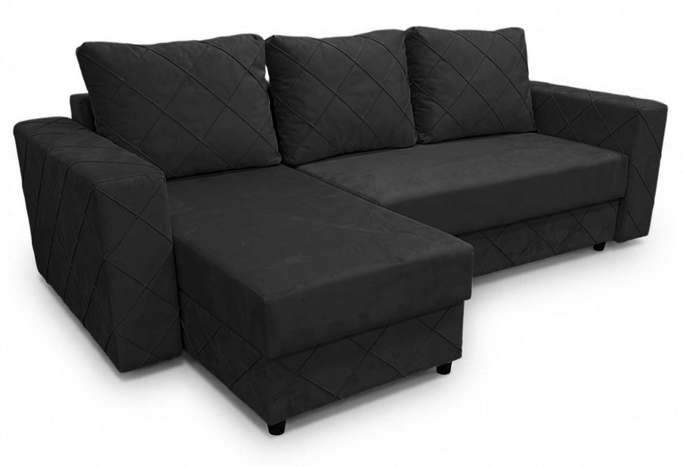 Угловой диван Aurus Cristal 255x150 см (tick-tac) Черный