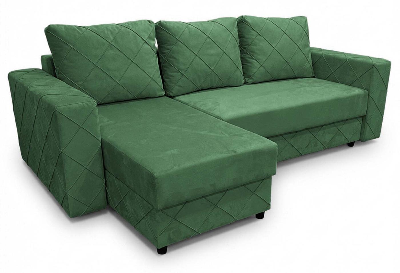 Угловой диван Aurus Cristal 255x150 см (tick-tac) Зеленый